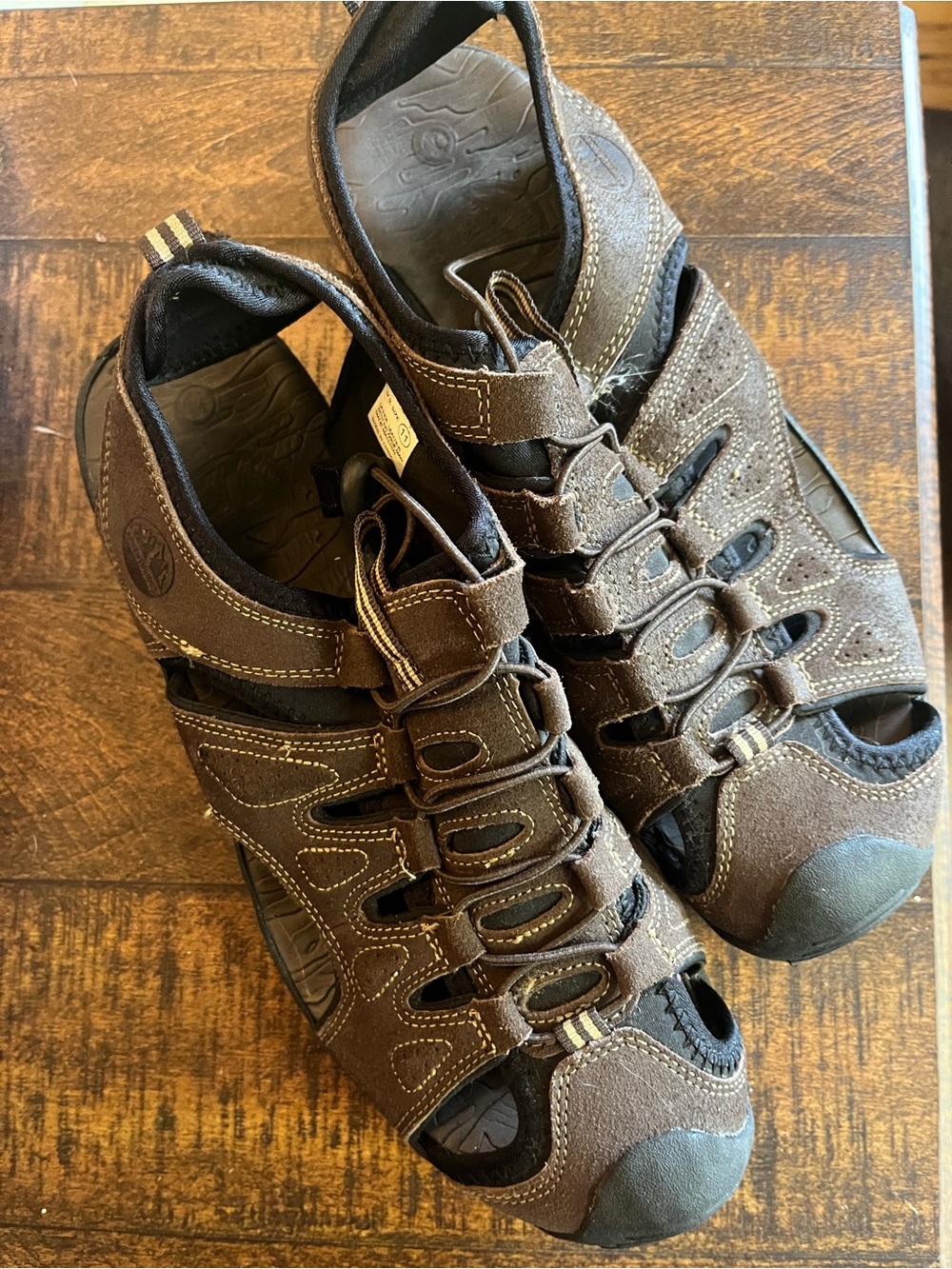 Men's Adventuridge brown leather closed toe sandals trekking 11